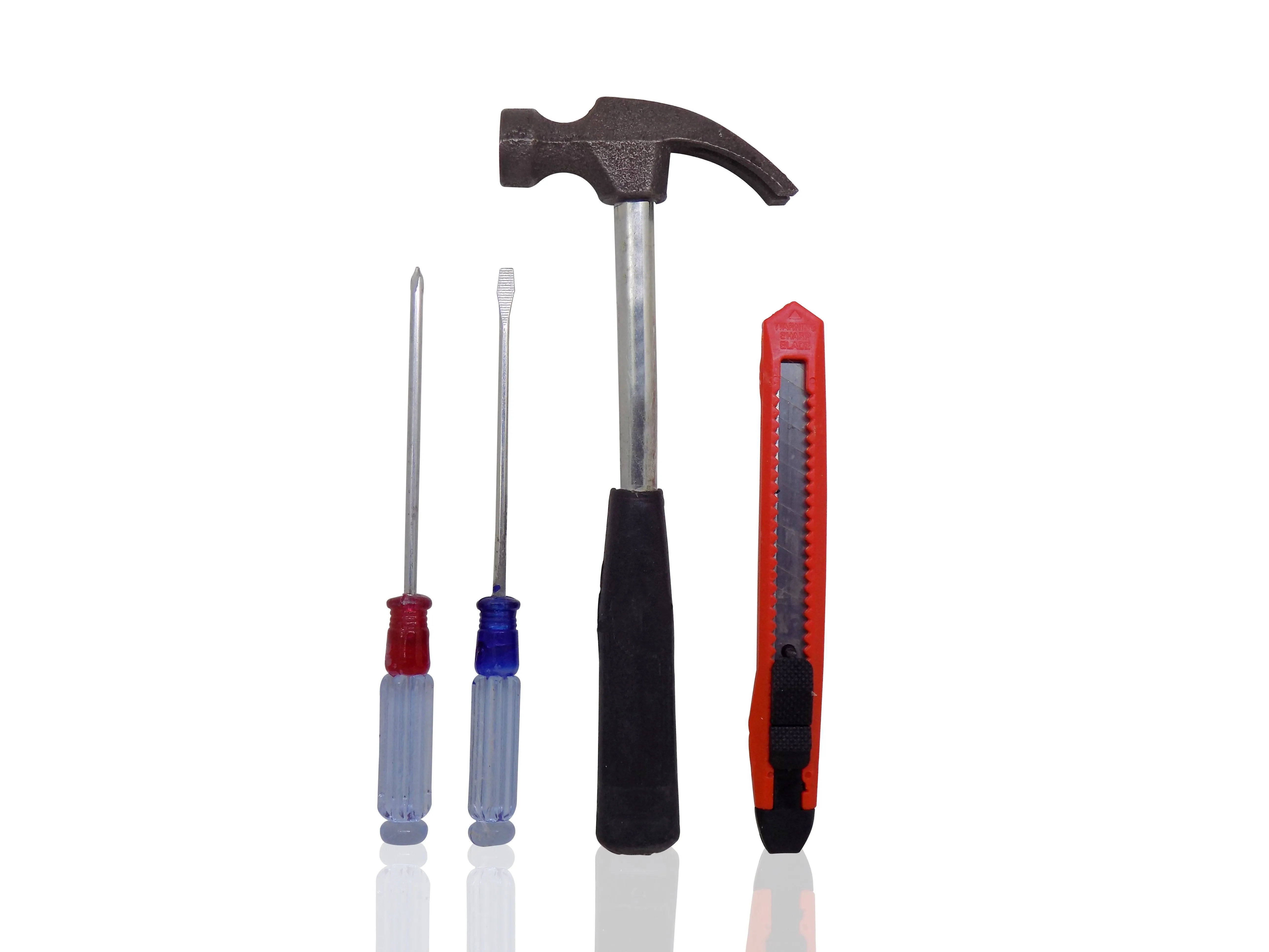 0498 Professional Utility Cutter Set- 4pcs ( Screw Drivers, Hammer and Cutter)