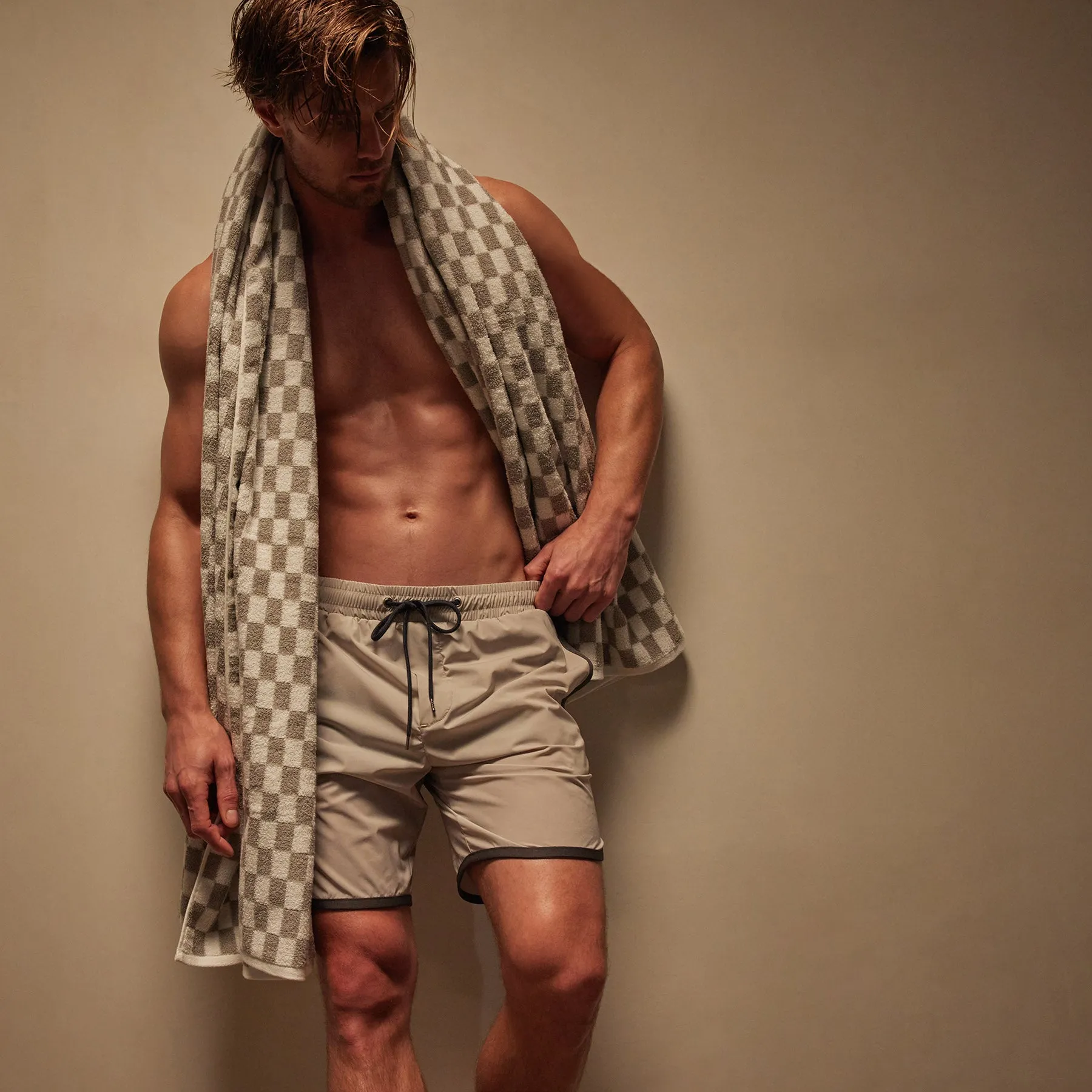 Checkered Beach Towel - White/Steel Grey