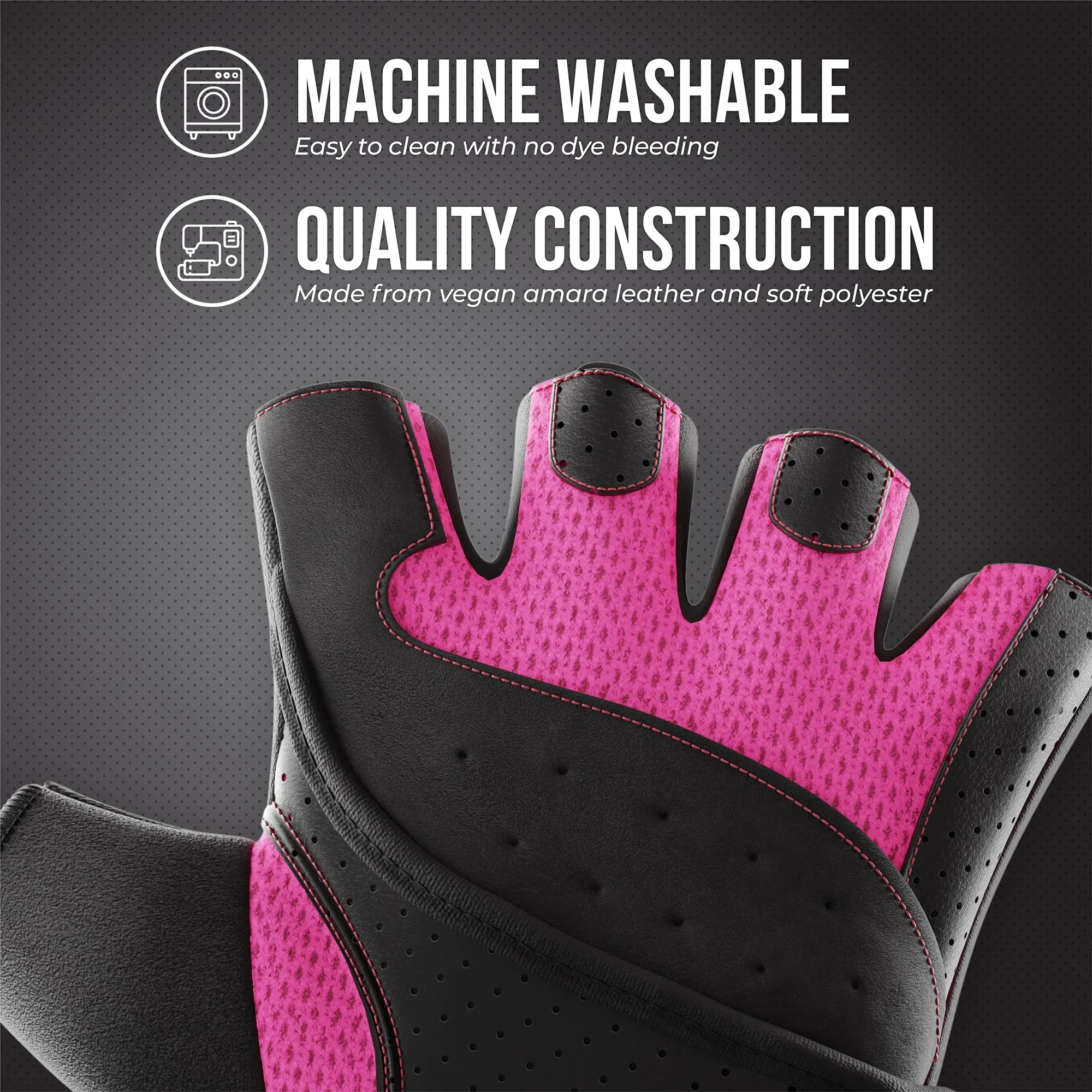 Contraband Pink Label 5737 Womens Padded Wrist Wrap Weight Lifting Gloves w/ GripLock Padding (Pair)