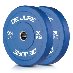 De Jure Fitness Olympic Rubber Bumper Plate Weight Plate with Steel Hub for Weight Training, Strength and Conditioning Workouts, Weightlifting and Cross Training (20 Kg Pair, Blue)