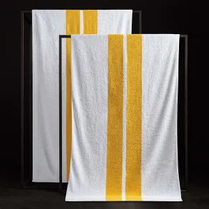 Double Stripe Beach Towel - White/Crocus Yellow