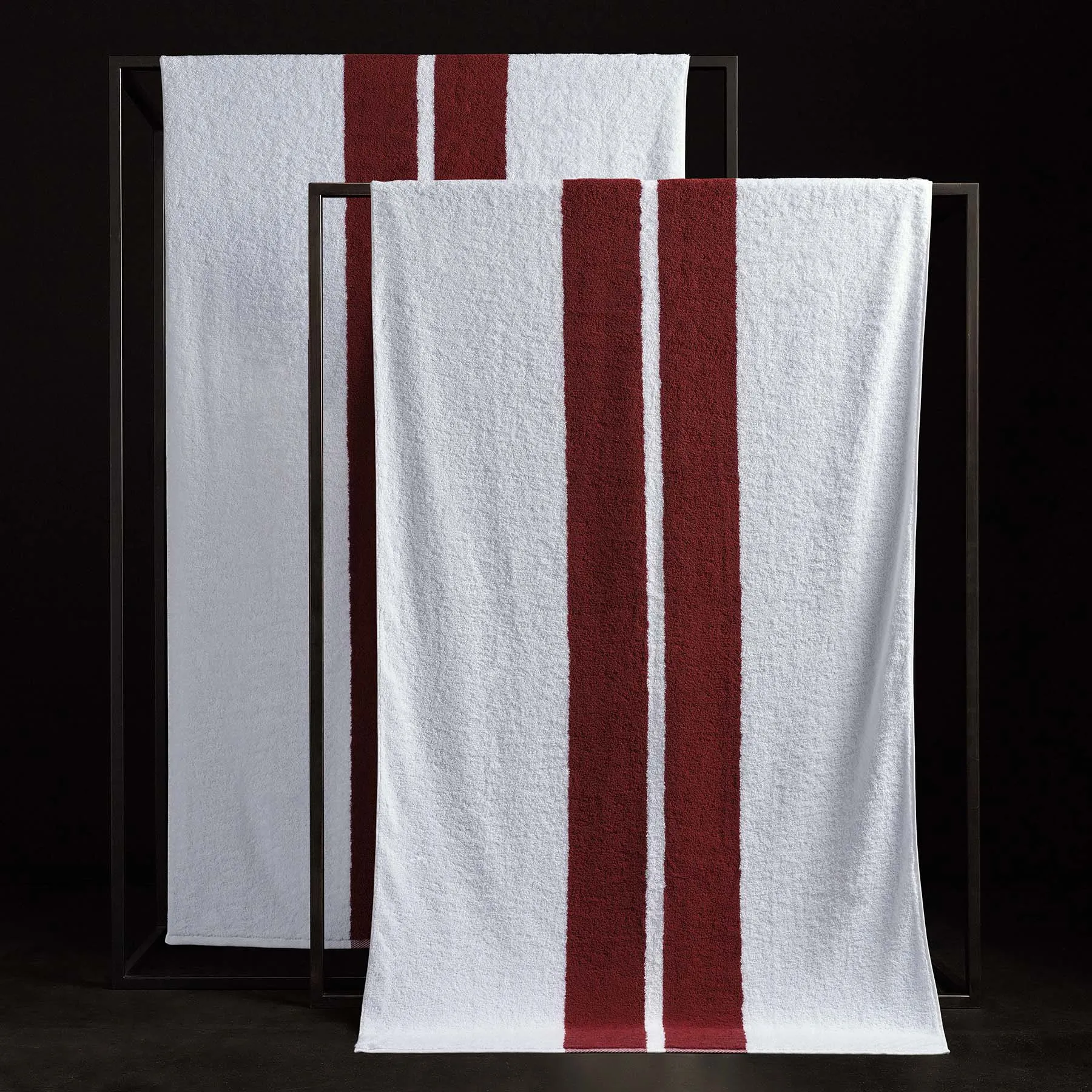 Double Stripe Beach Towel - White/Sunstone