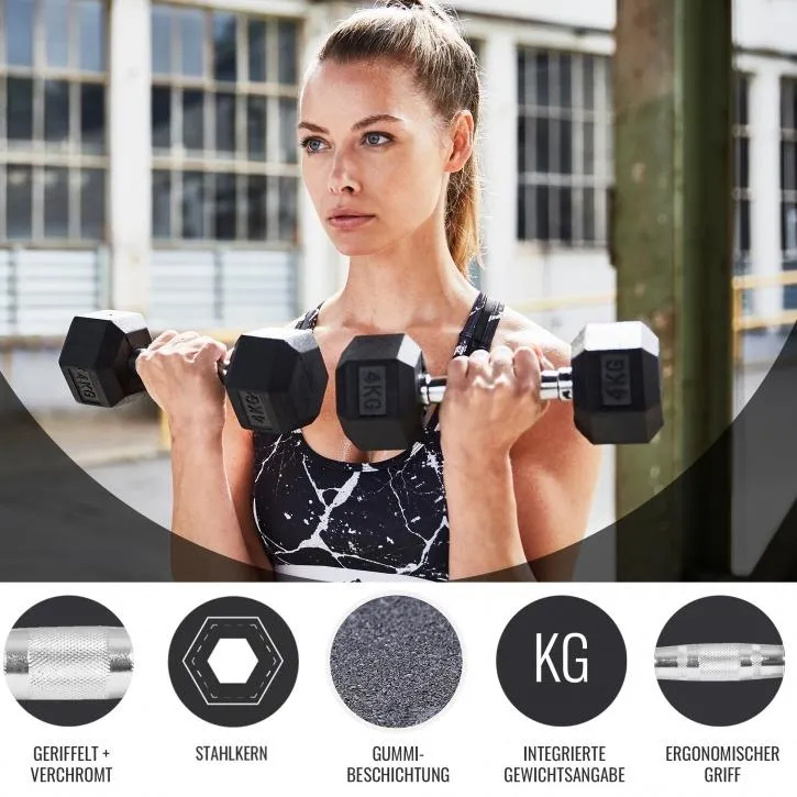 Hex Rubber Dumbbell 4KG