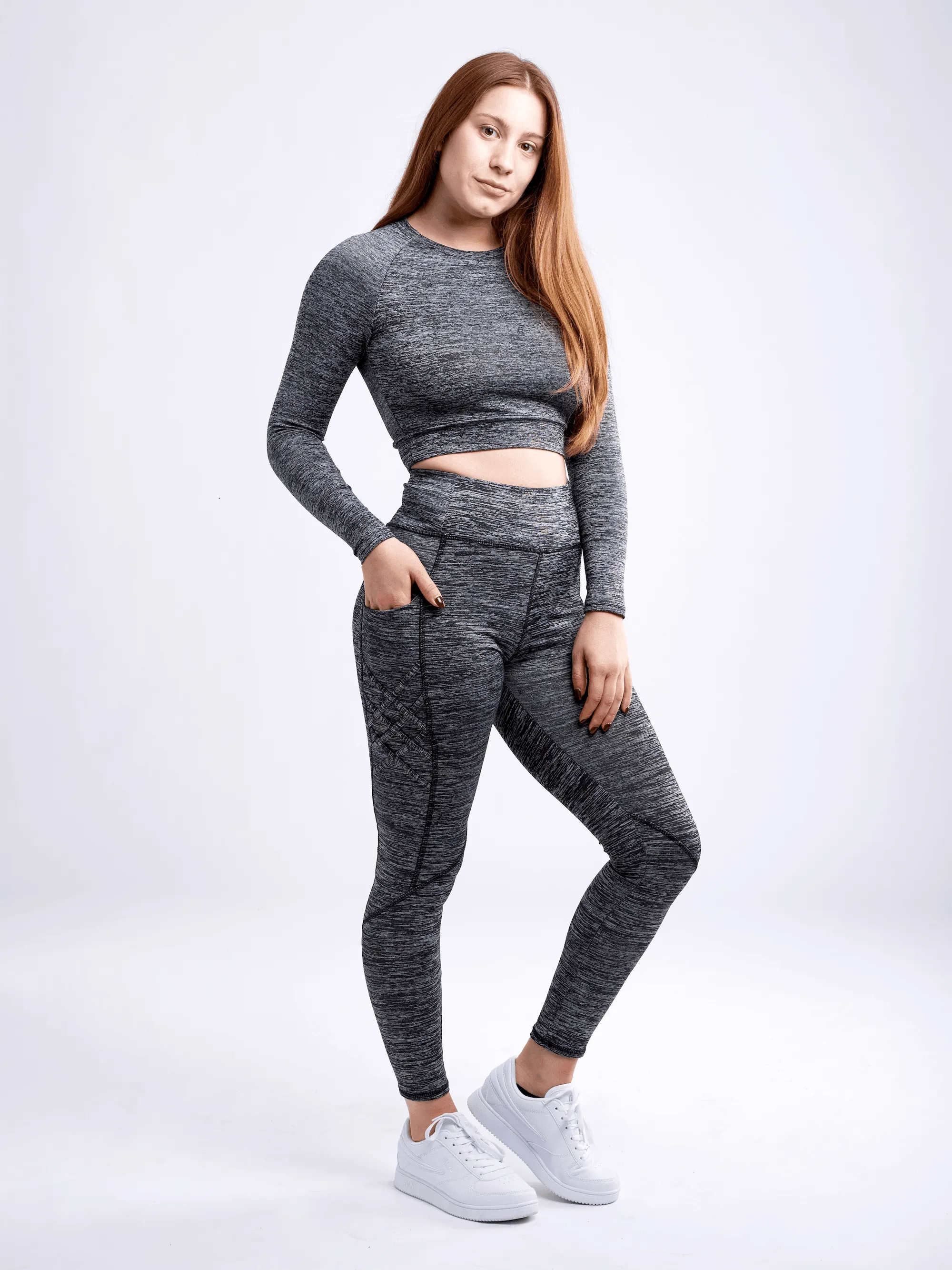 High-Waisted Criss-Cross Training Leggings with Hip Pockets