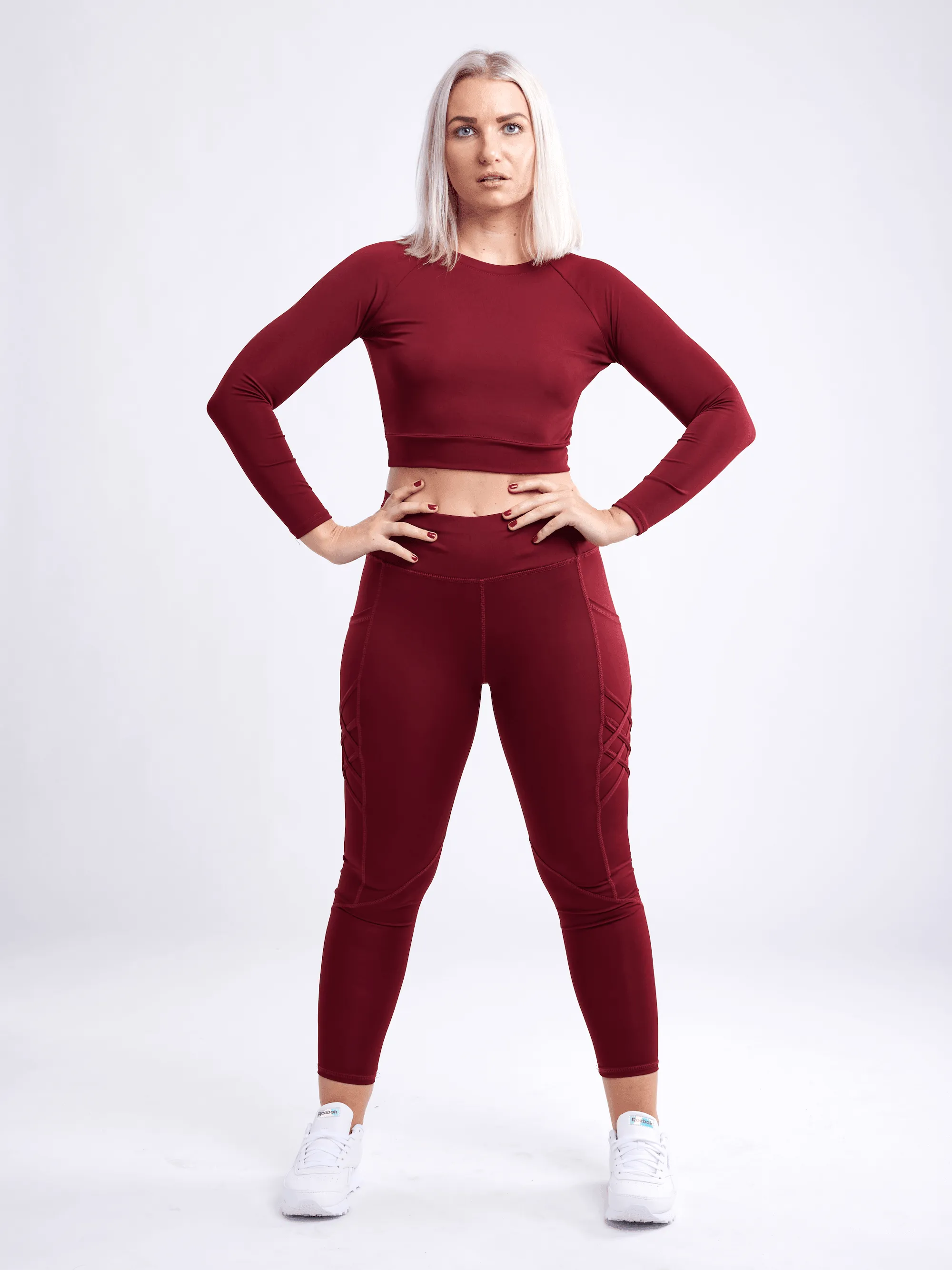 High-Waisted Criss-Cross Training Leggings with Hip Pockets