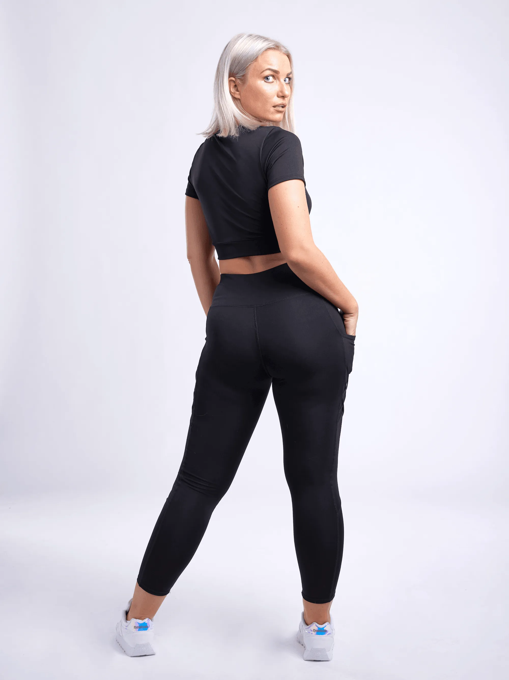 High-Waisted Criss-Cross Training Leggings with Hip Pockets