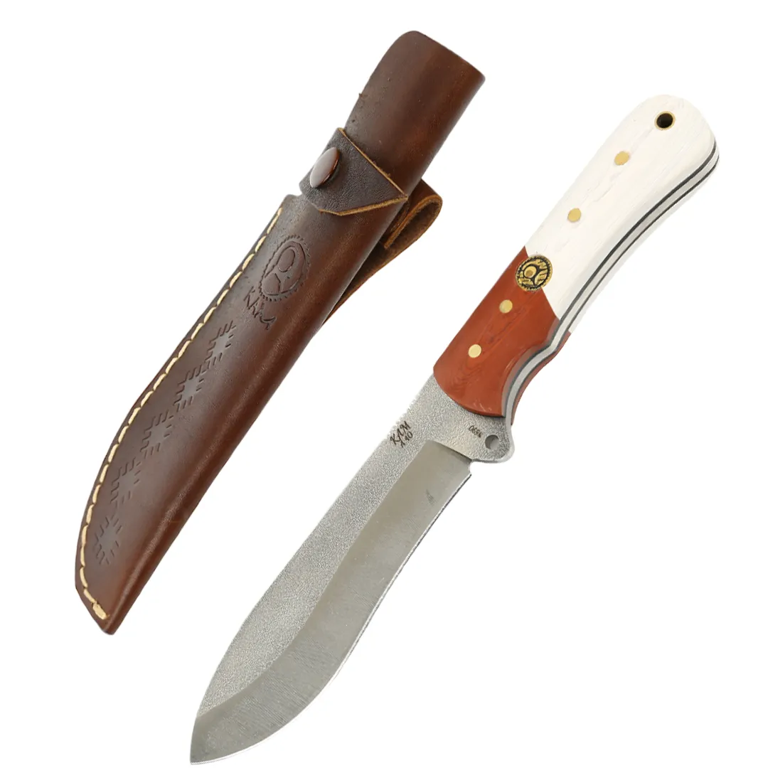 Kam Knife – A40 - N690 Steel - Red and White Handle - Fixed Blade