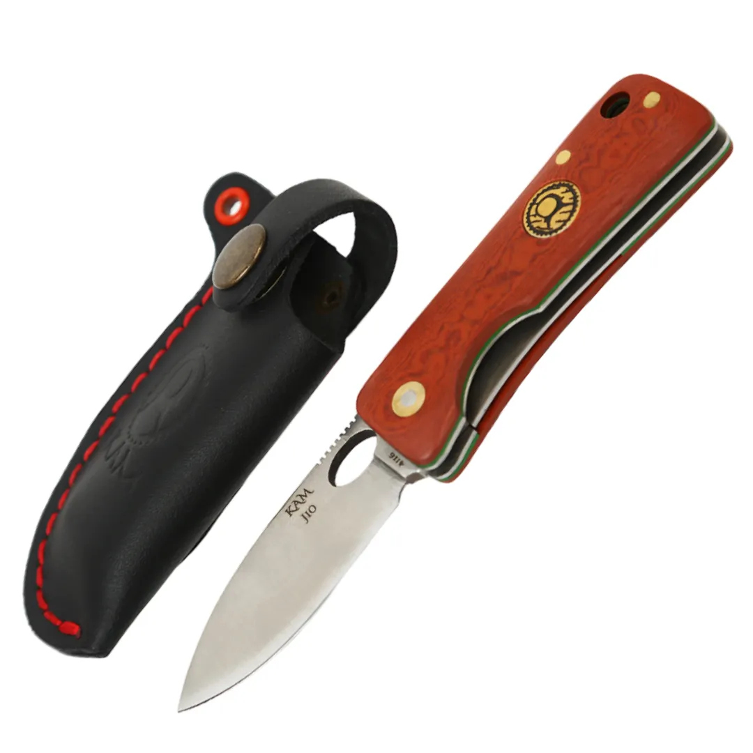 Kam Knife – J10 - 4116 Steel - Red Inlay Handle - Pocket Knife