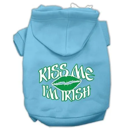 Kiss Me I'm Irish Screen Print Pet Hoodies Baby Blue Size Lg (14)