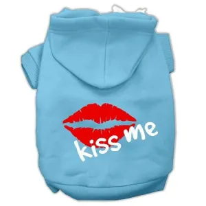 Kiss Me Screen Print Pet Hoodies Baby Blue Size Sm (10)