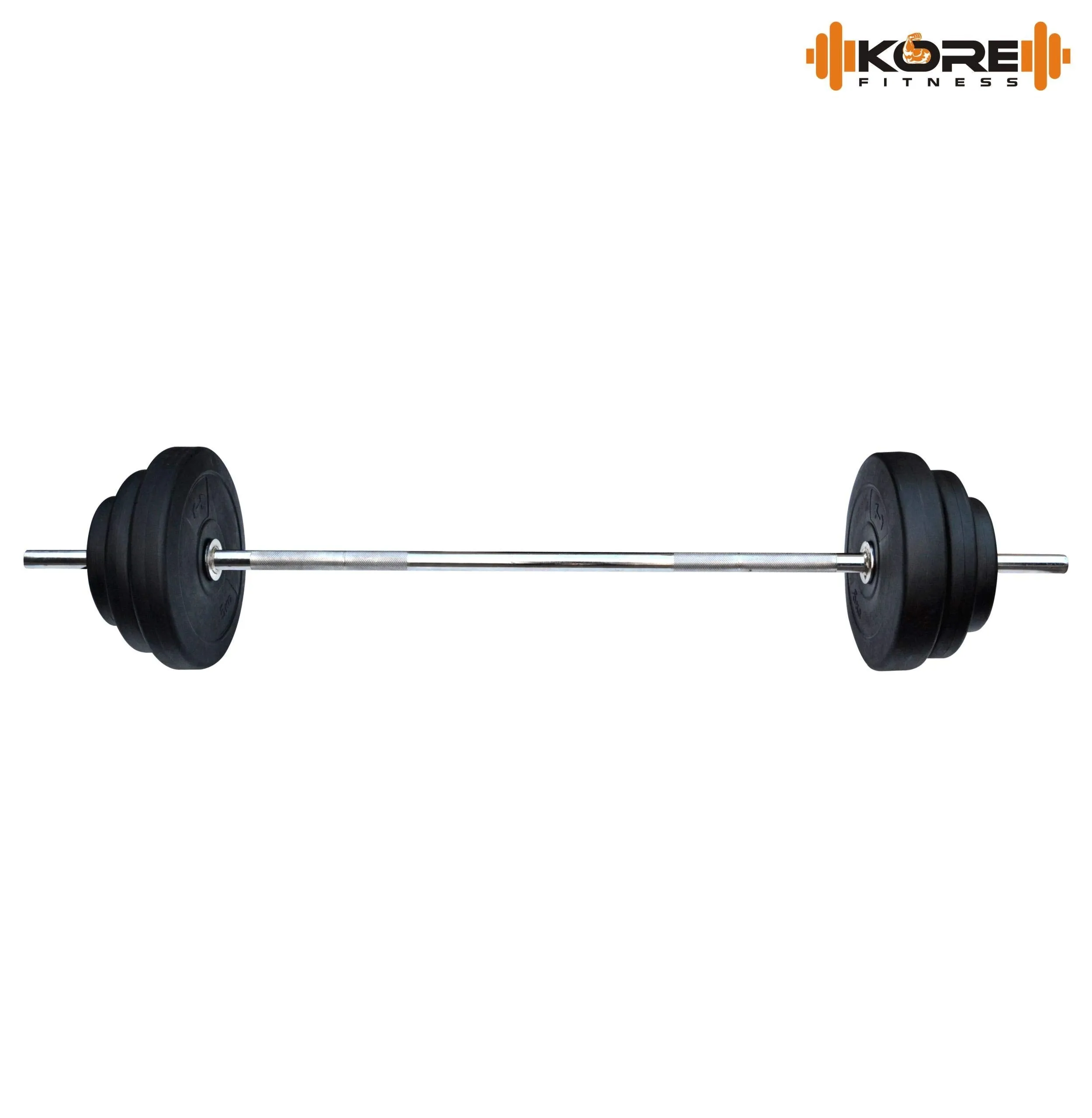 Kore Leather 7 Feet Plain Bar With Two Locks For Weightlifting, Powerlifting And Crossfit