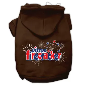 Little Firecracker Screen Print Pet Hoodies Brown Size Med (12)