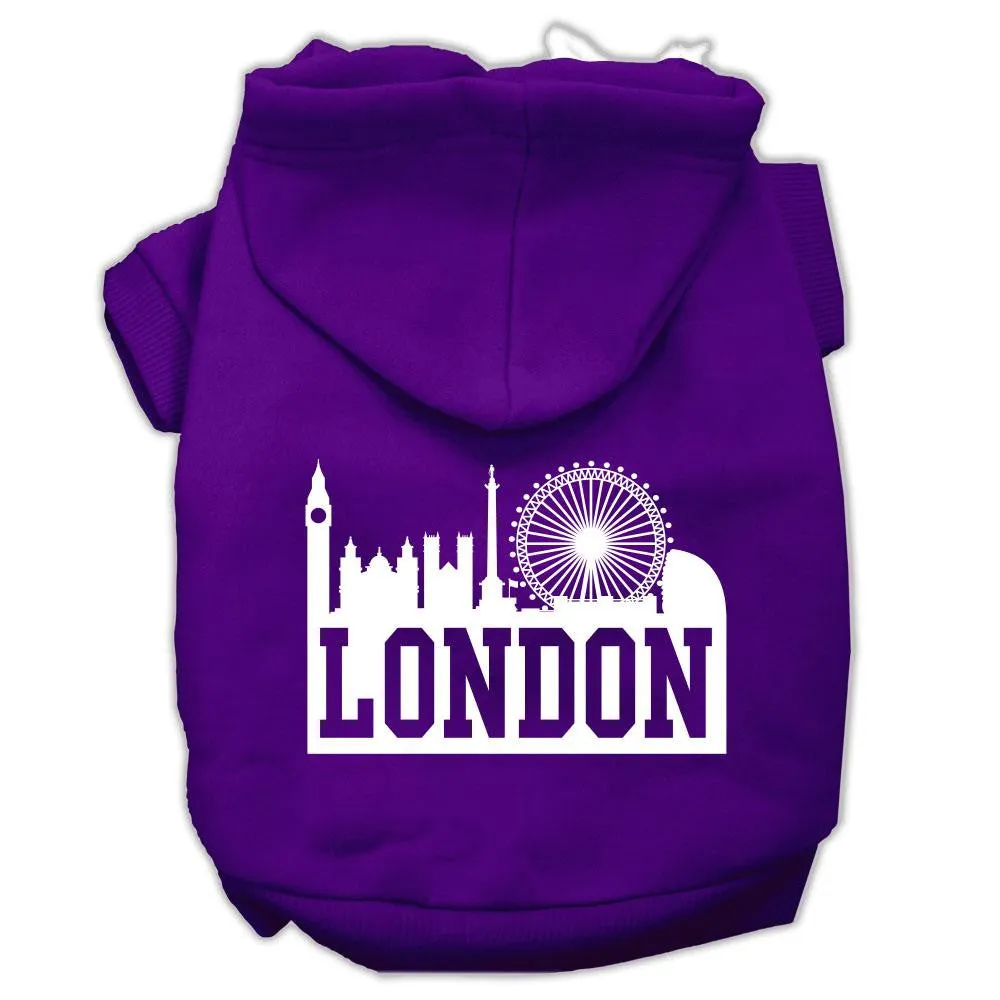 London Skyline Screen Print Pet Hoodies Purple Size XXL (18)