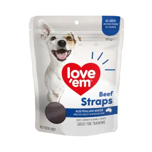 Love'em Dog Beef Straps 150g