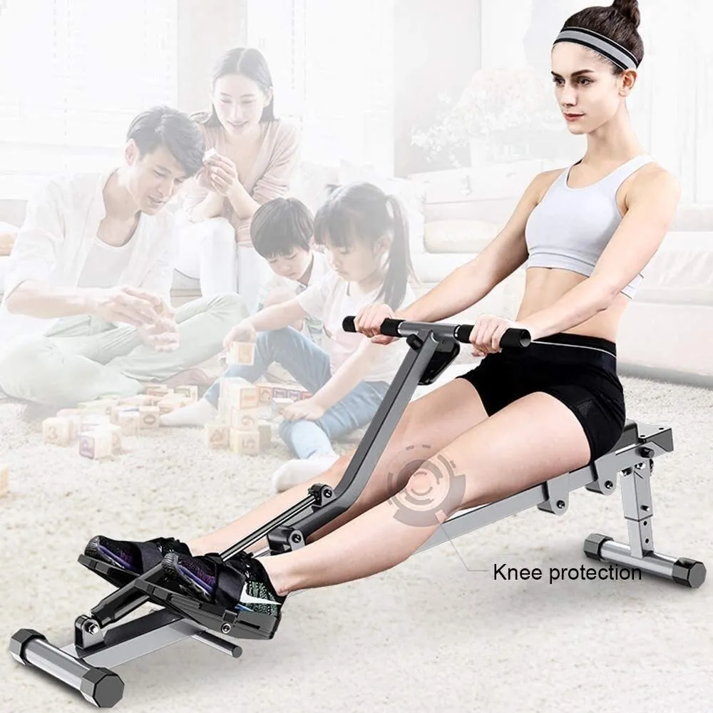 MGIZLJJ Rowing Machines, Rowing Machine,Household Aerobic Rowing Machine Foldable,Adjustable Resistance,Fitness Equipment,Metal Rowing Machine for Home Use