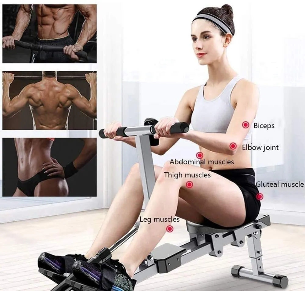 MGIZLJJ Rowing Machines, Rowing Machine,Household Aerobic Rowing Machine Foldable,Adjustable Resistance,Fitness Equipment,Metal Rowing Machine for Home Use