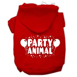 Party Animal Screen Print Pet Hoodies Red Size Sm (10)