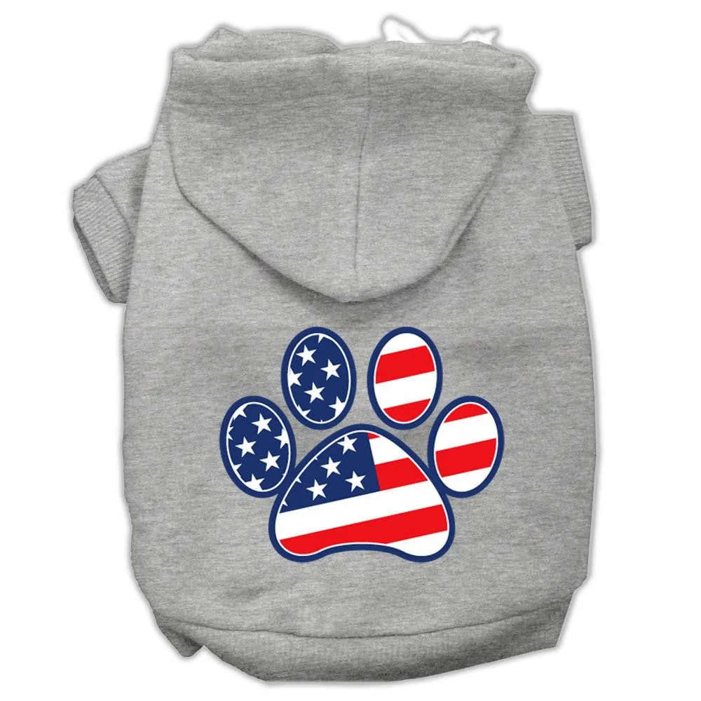 Patriotic Paw Screen Print Pet Hoodies Grey Xs (8)