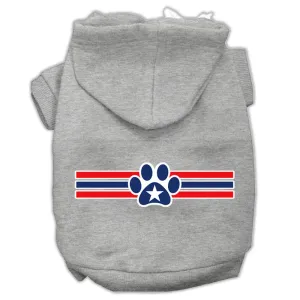 Patriotic Star Paw Screen Print Pet Hoodies Grey Xl (16)