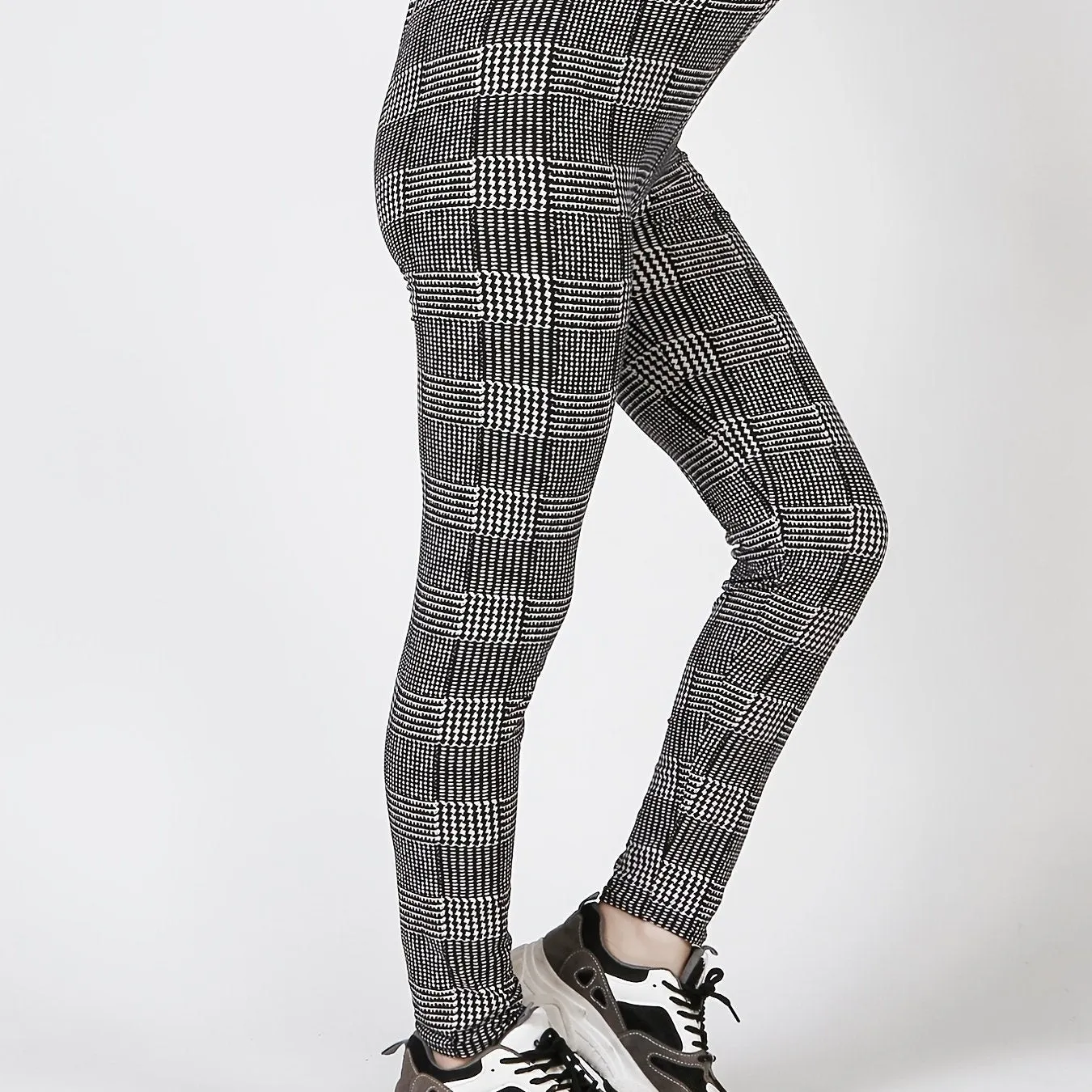 Plaid Print High Waist Leggings for Womens Fashion