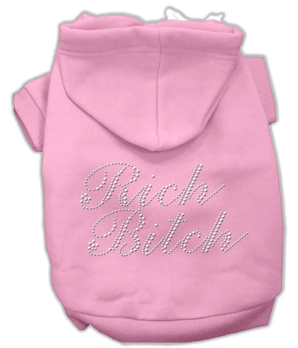 Rich Bitch Rhinestone Hoodies Pink Xs (8)