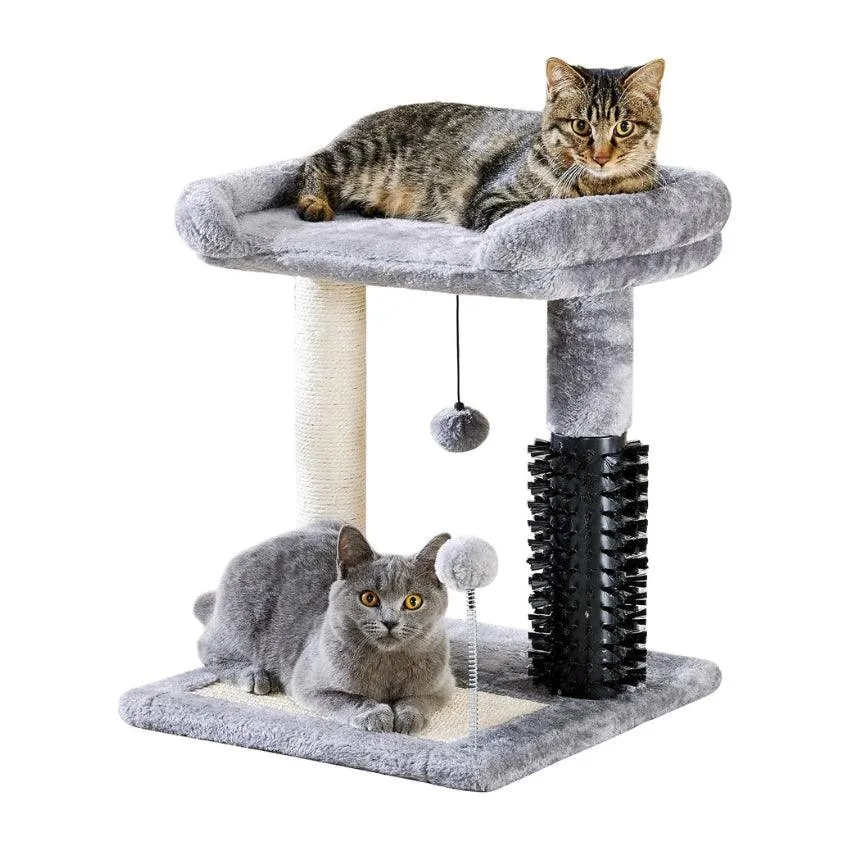 Small Cat Tree Tower 4-in-1 with Cat Self Groomer Brush