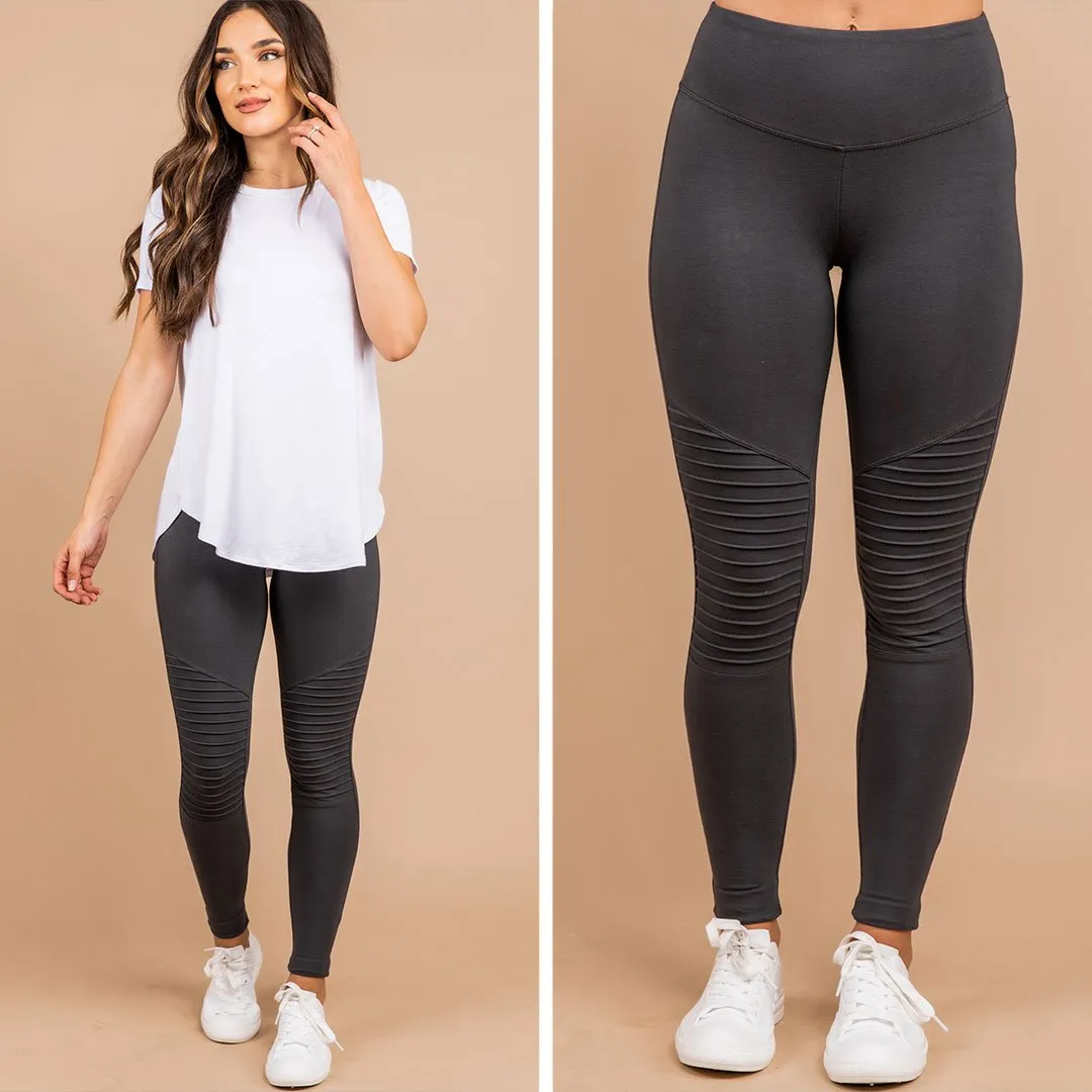 Tell You More Ash Gray Moto Leggings