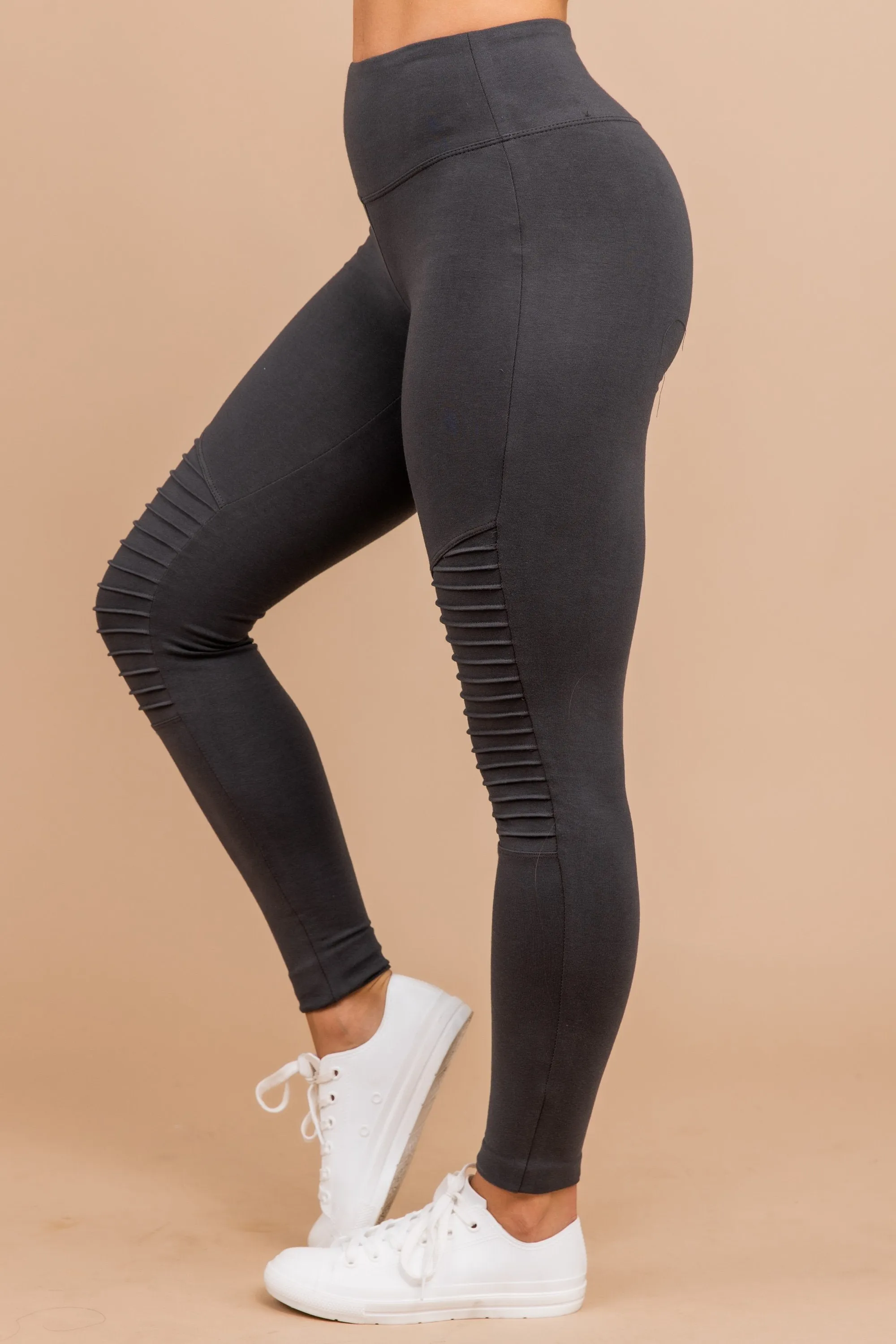 Tell You More Ash Gray Moto Leggings