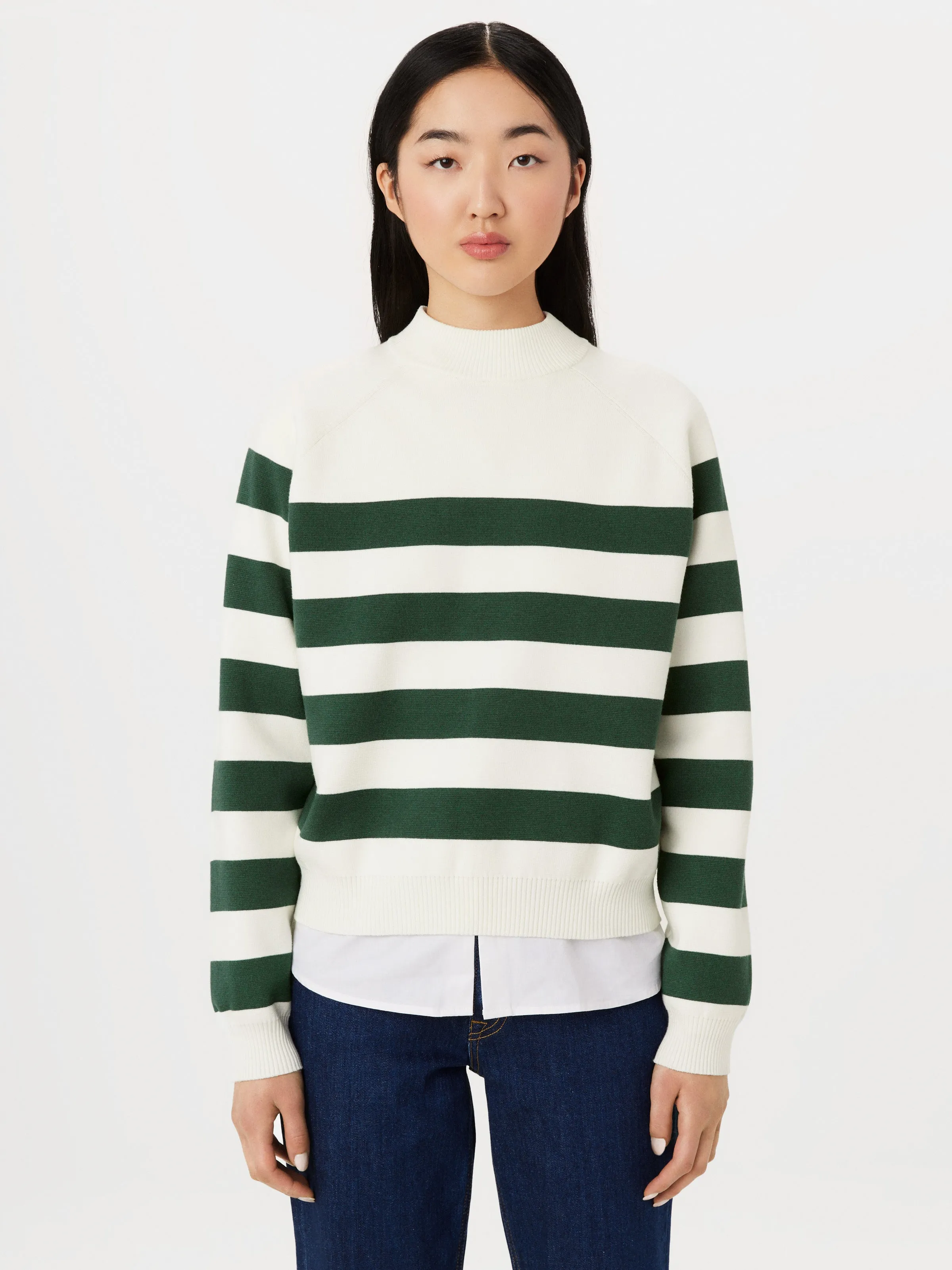 The Compact Mock Neck Sweater in Dark Green