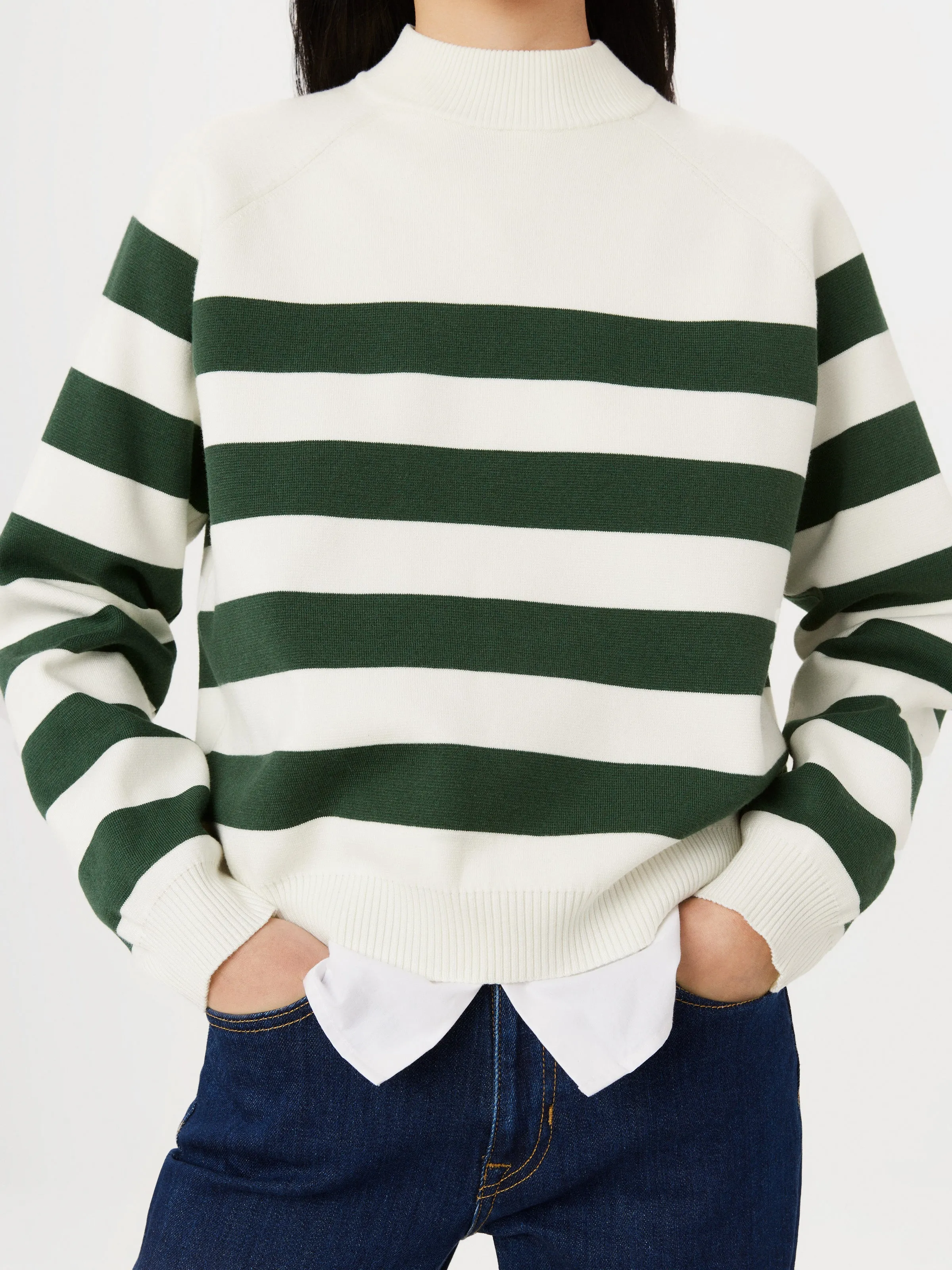 The Compact Mock Neck Sweater in Dark Green