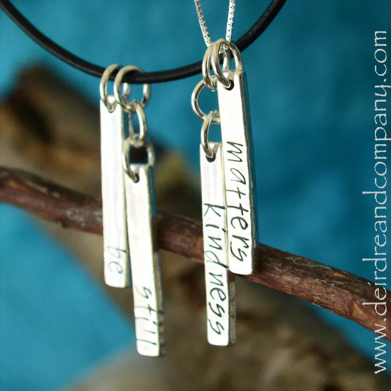 Two Bars Necklace in Silver ~ Custom ~ Front & Back