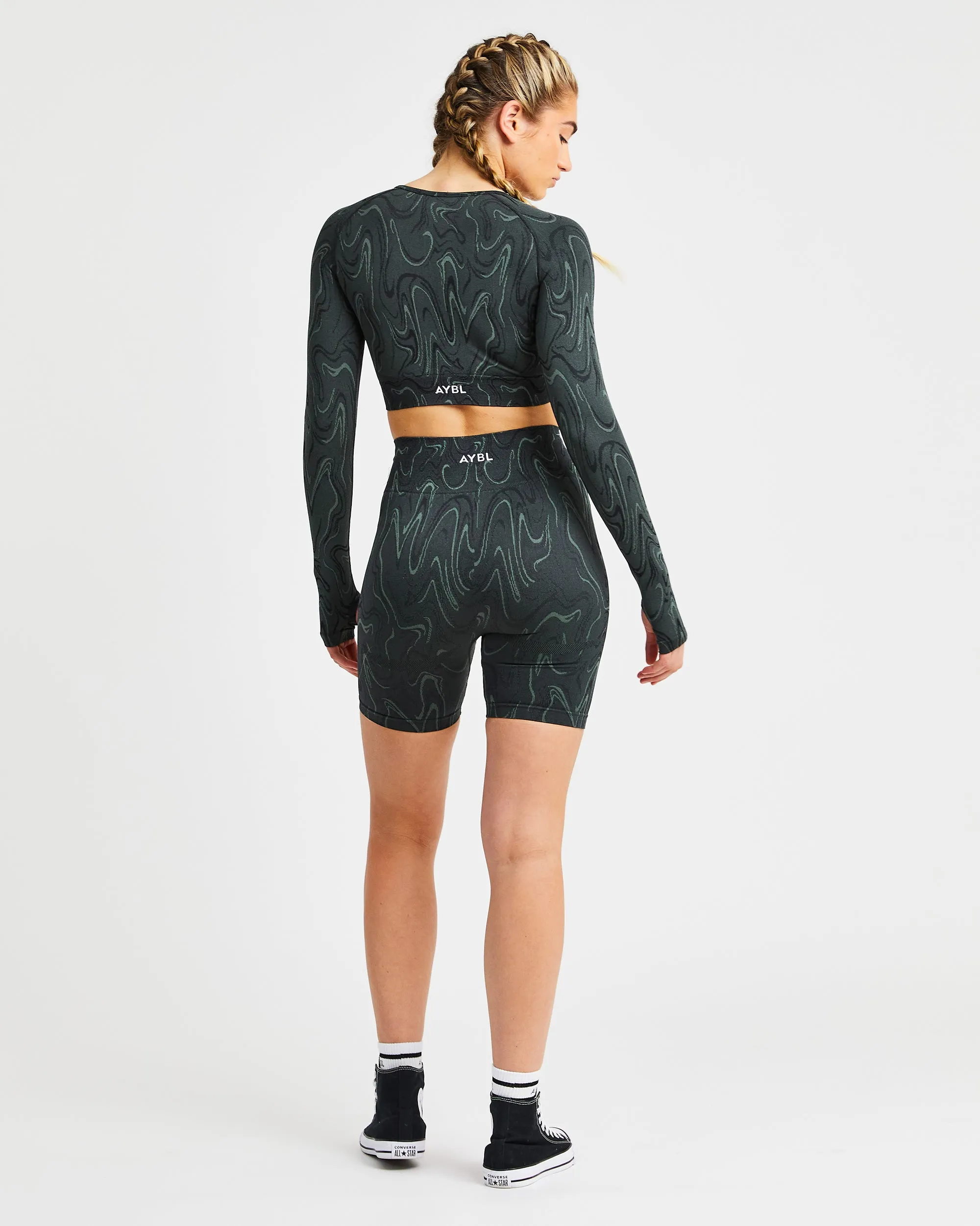 Velocity Seamless Long Sleeve Crop Top - Black