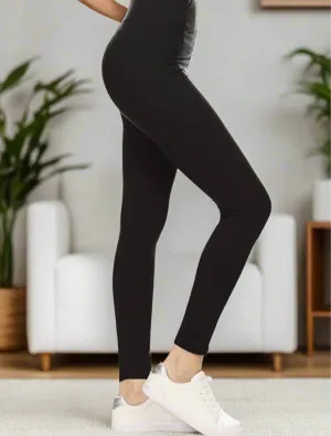 Womens Solid Black Leggings, Soft Yoga Pants, Sizes 18-22, Yoga Waist, $10 With Order