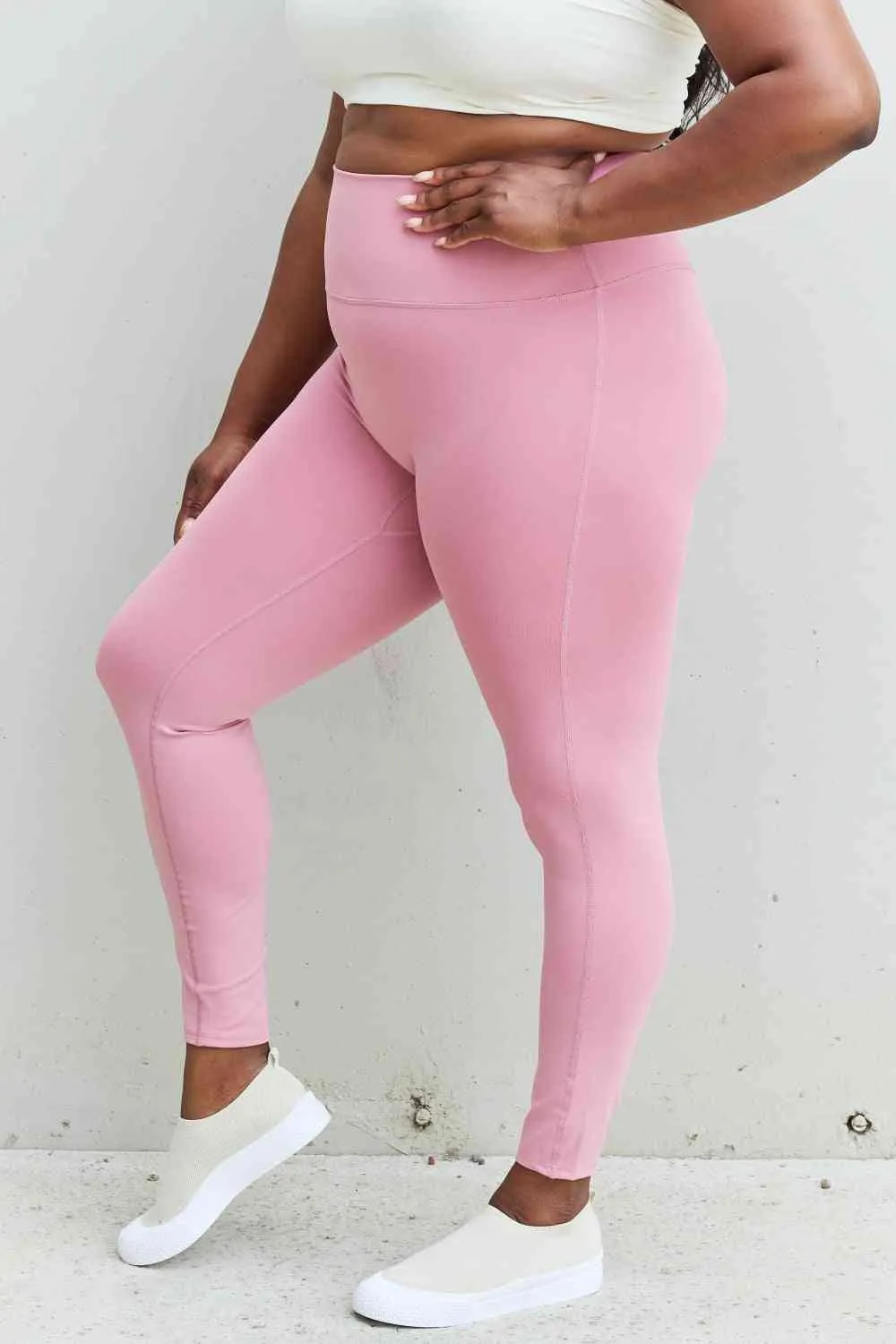 Women's Zenana Fit For You Full Size High Waist Active Leggings in Light Rose