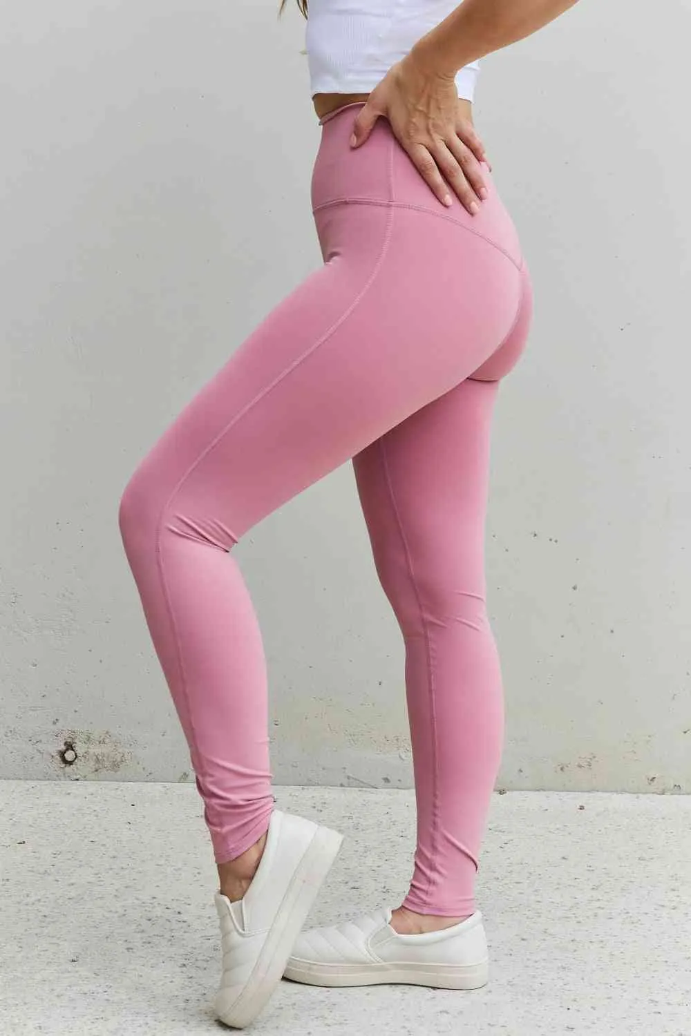 Women's Zenana Fit For You Full Size High Waist Active Leggings in Light Rose