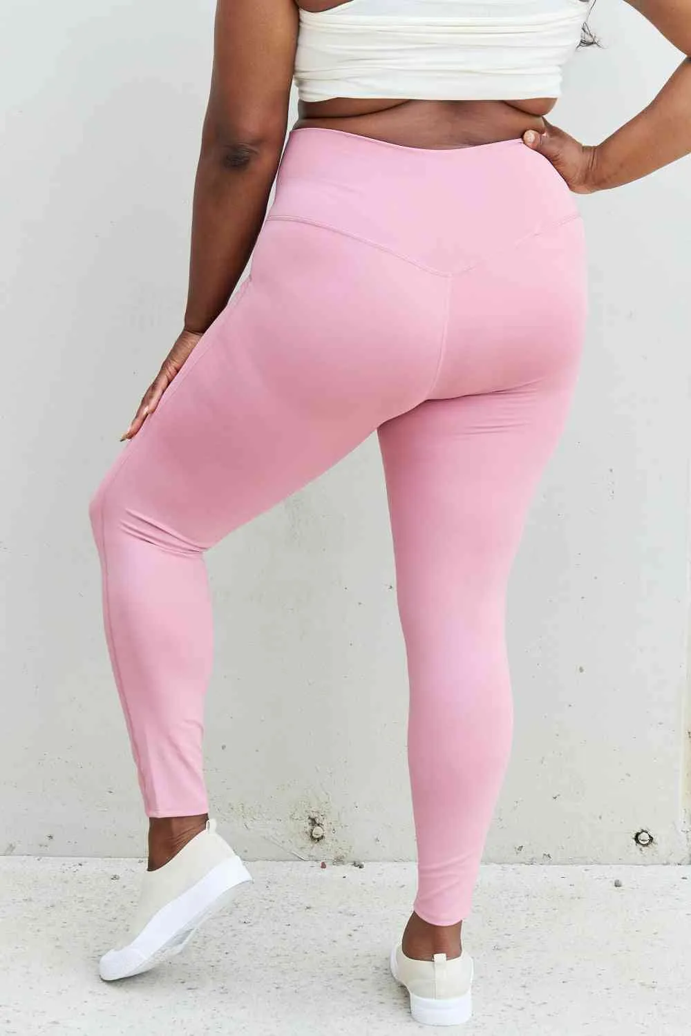 Women's Zenana Fit For You Full Size High Waist Active Leggings in Light Rose