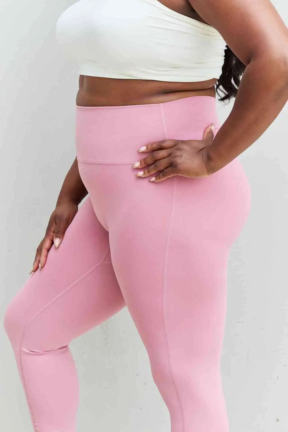 Women's Zenana Fit For You Full Size High Waist Active Leggings in Light Rose