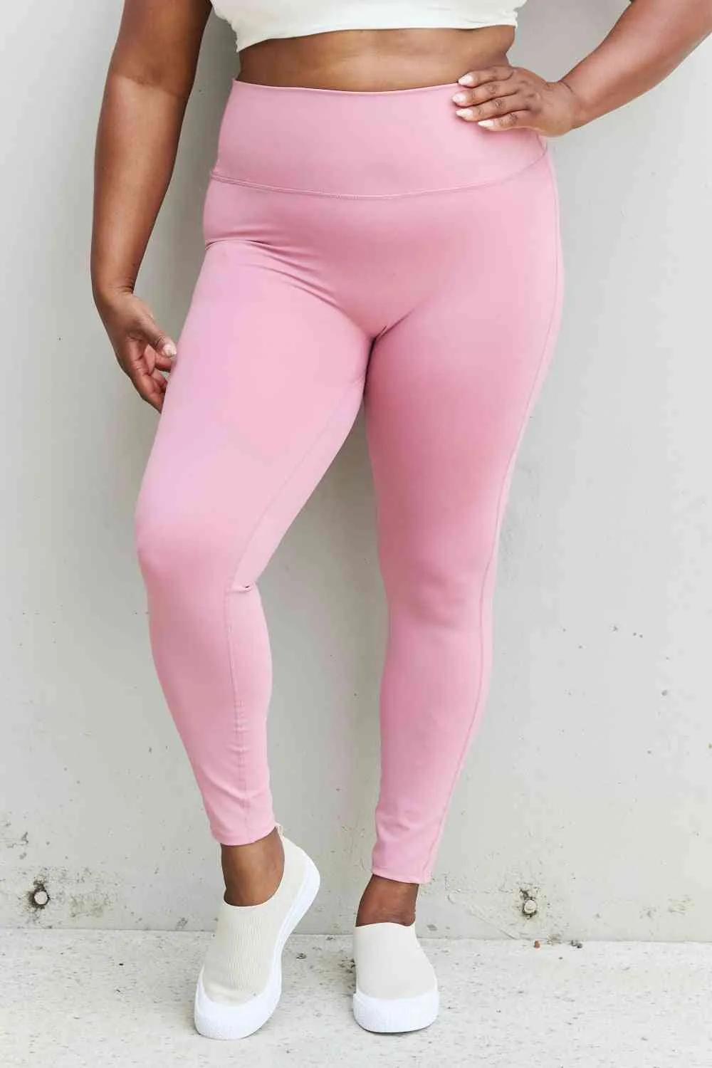 Women's Zenana Fit For You Full Size High Waist Active Leggings in Light Rose