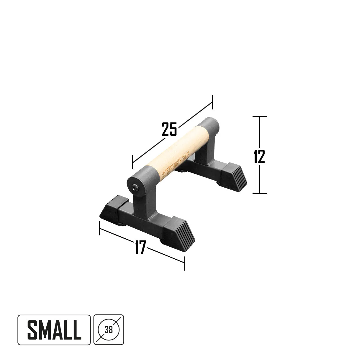 Wooden Grip Parallettes - 3 Sizes, Steel Base