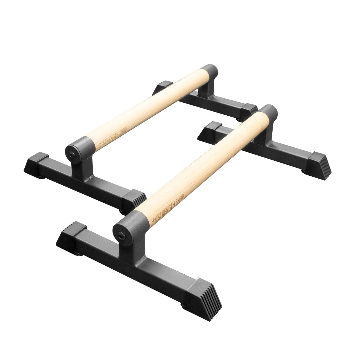 Wooden Grip Parallettes - 3 Sizes, Steel Base