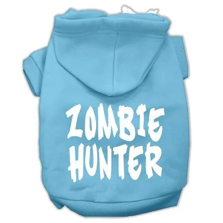 Zombie Hunter Screen Print Pet Hoodies Baby Blue Size Xs (8)