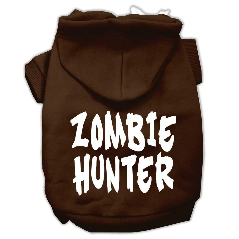 Zombie Hunter Screen Print Pet Hoodies Brown Size XS (8)